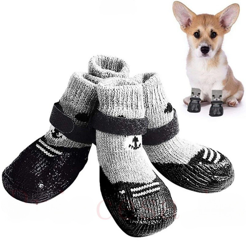 LOVUR Botas Para Animais De Estimação , Meias De Borracha Cães E Gatos , Antiderrapantes À Prova D'água , Com Cordão Aju