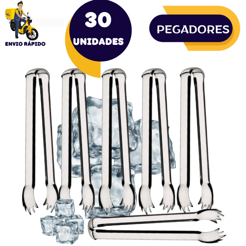 Kit30 Pegadores de Gelo Pegador de Churrasco  Pegador de Gelo Frios Frutas Jogo 30Peças Churrascarias Restaurantes Pizza