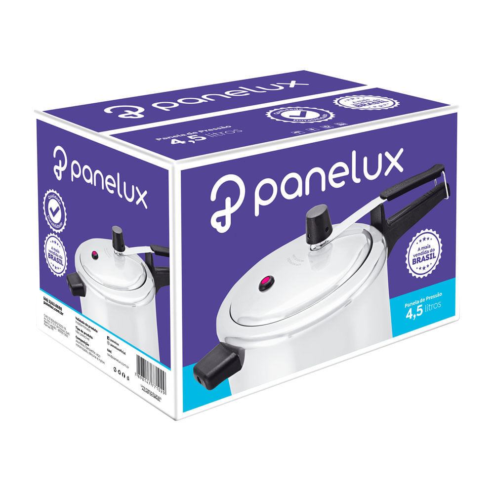 Panela de Pressão Panelux Classic Polida Prata 4,5L