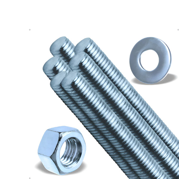 5 Barras 1/2 X 1 Metro Com 50porcas E 50arruelas Zincada Zincada Branca em Oferta na Shopee