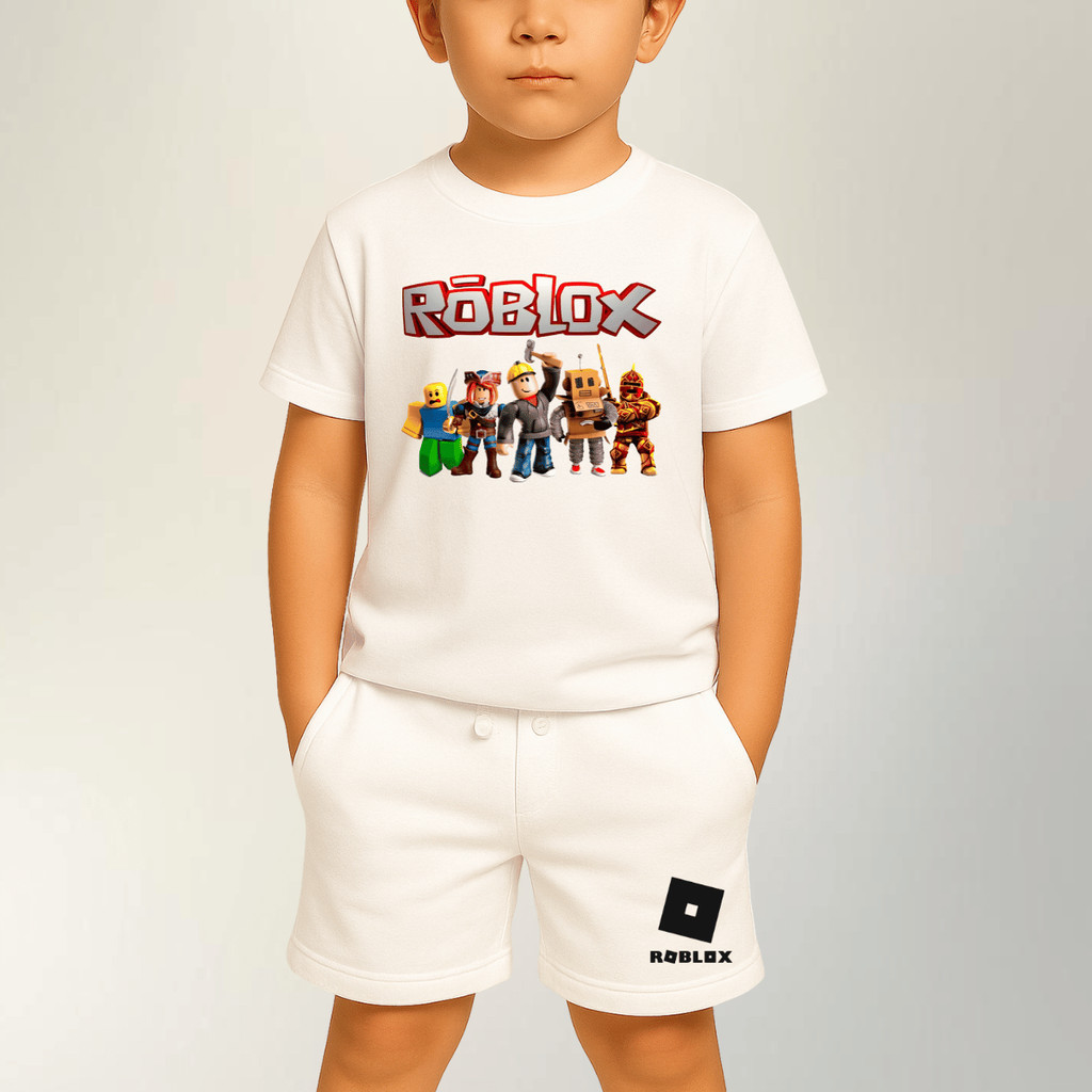 Conjunto Estampado Bermuda E Camiseta Roblox De Menino Infantil