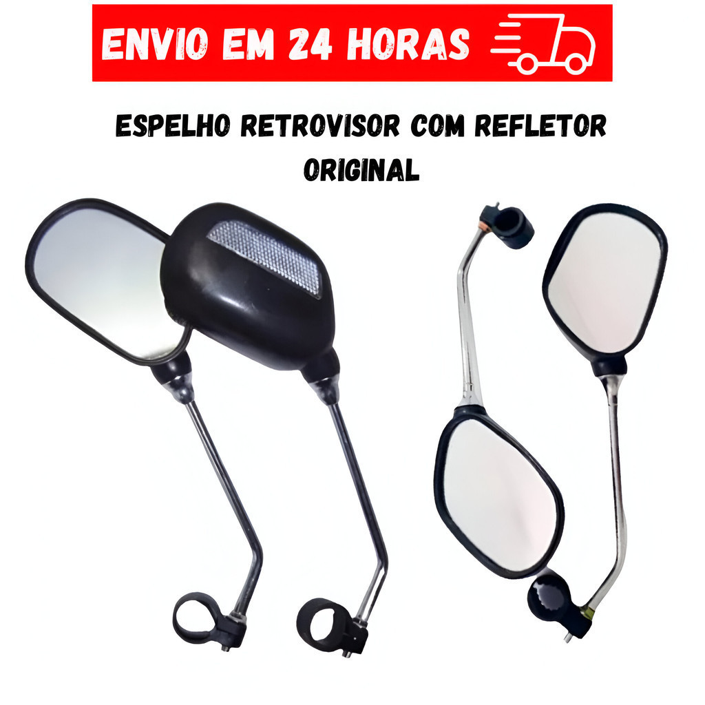 Par Retrovisor Bike e Moto Espelho Longo Bicicleta e Motocicleta Guidão Alta Qualidade