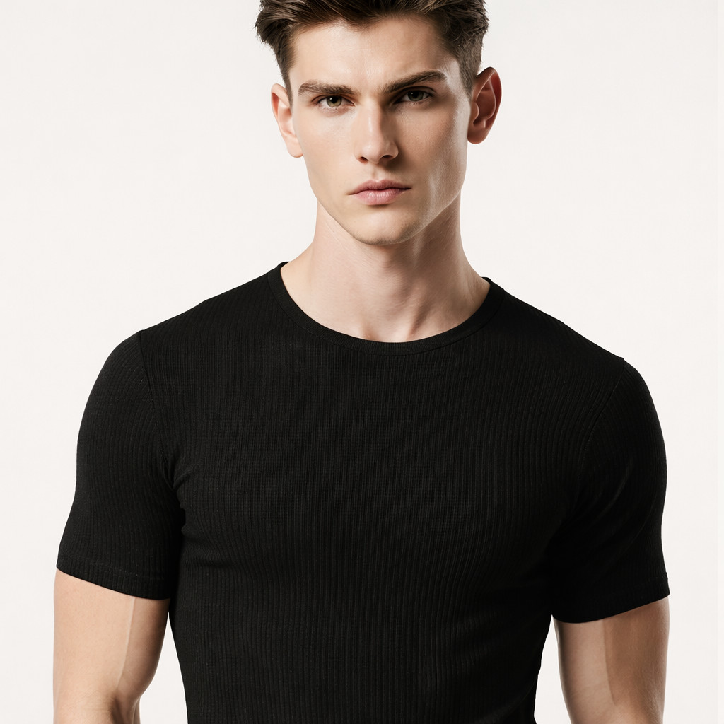 Camiseta Masculina Canelada Slim Premium Estilo Americano Rapper Academia Treino gringa ribana preta