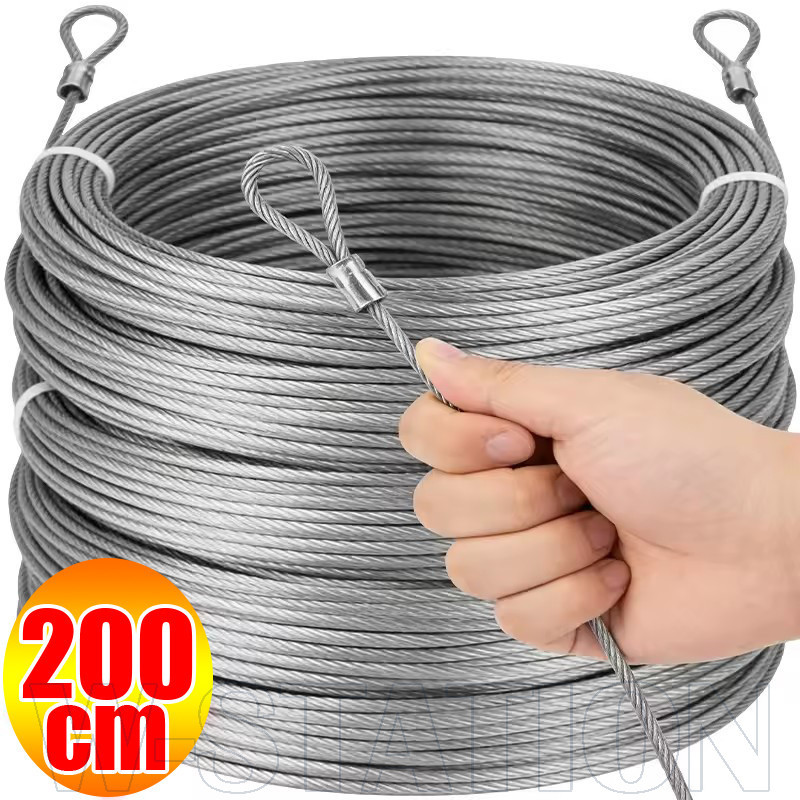 2/1 Unidade De Corda De Fio De Aço Inoxidável 304-Suporte Para Pendurar Barraca-Resistente De 2M-À Prova De Ferrugem-Com