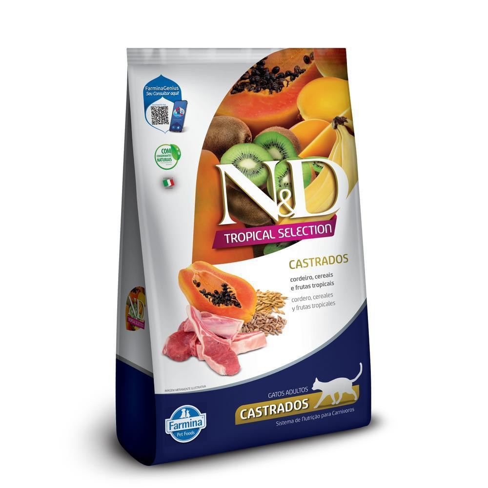 N&D Tropical para Gatos Adultos Castrados de Todas as Raças Sabor Cordeiro, Cere