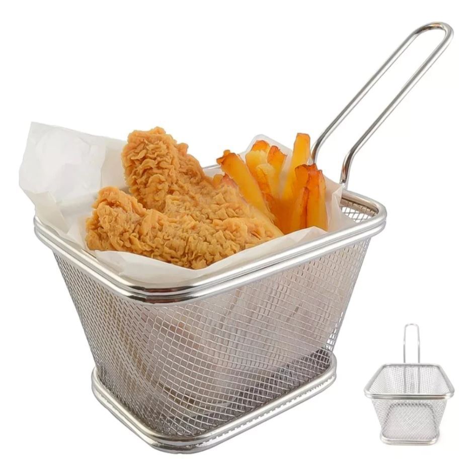 Cesto Aramado Para Fritar Pesticos Batata Frita Nuggets Coxinha  - Aço Inox Marca Xpert