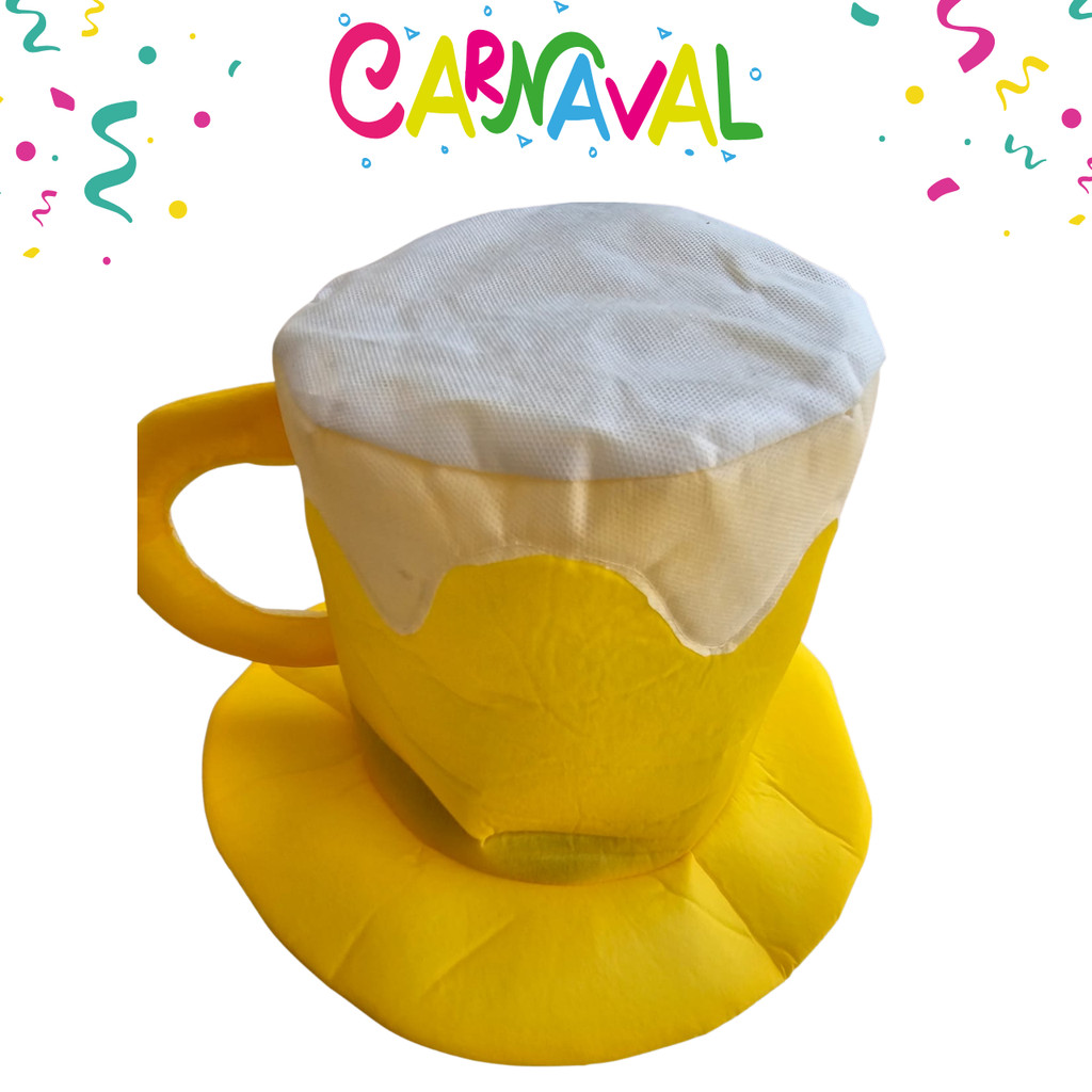 Chapéu Chopp Tecido Festa Boteco Carnaval Fantasia Baile Cosplay Cerveja Copo Cartola Marchinha