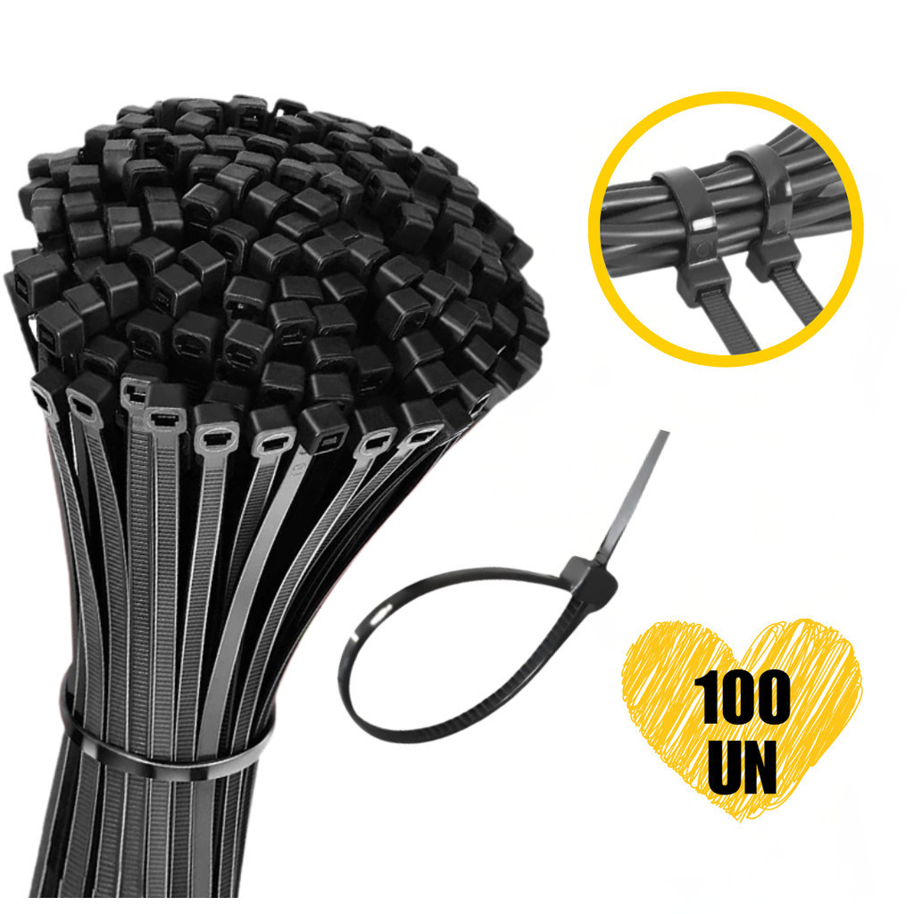Kit 100 Abraçadeira de Nylon Enforca Gato Cinta Plástica Promoção 20cm - 25cm - 30cm em Oferta na Shopee