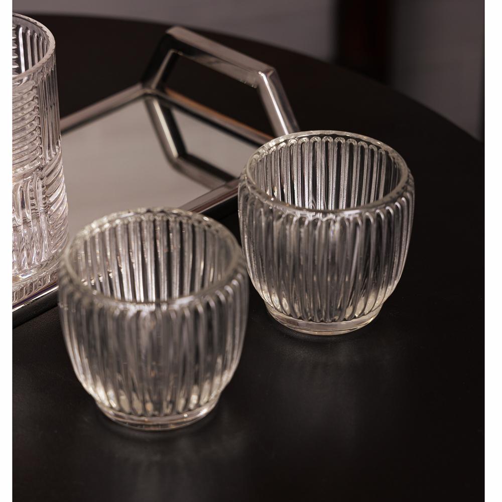 2 Porta Velas Wolff Lines 7,5cm x 7,5cm x 7cm Vidro