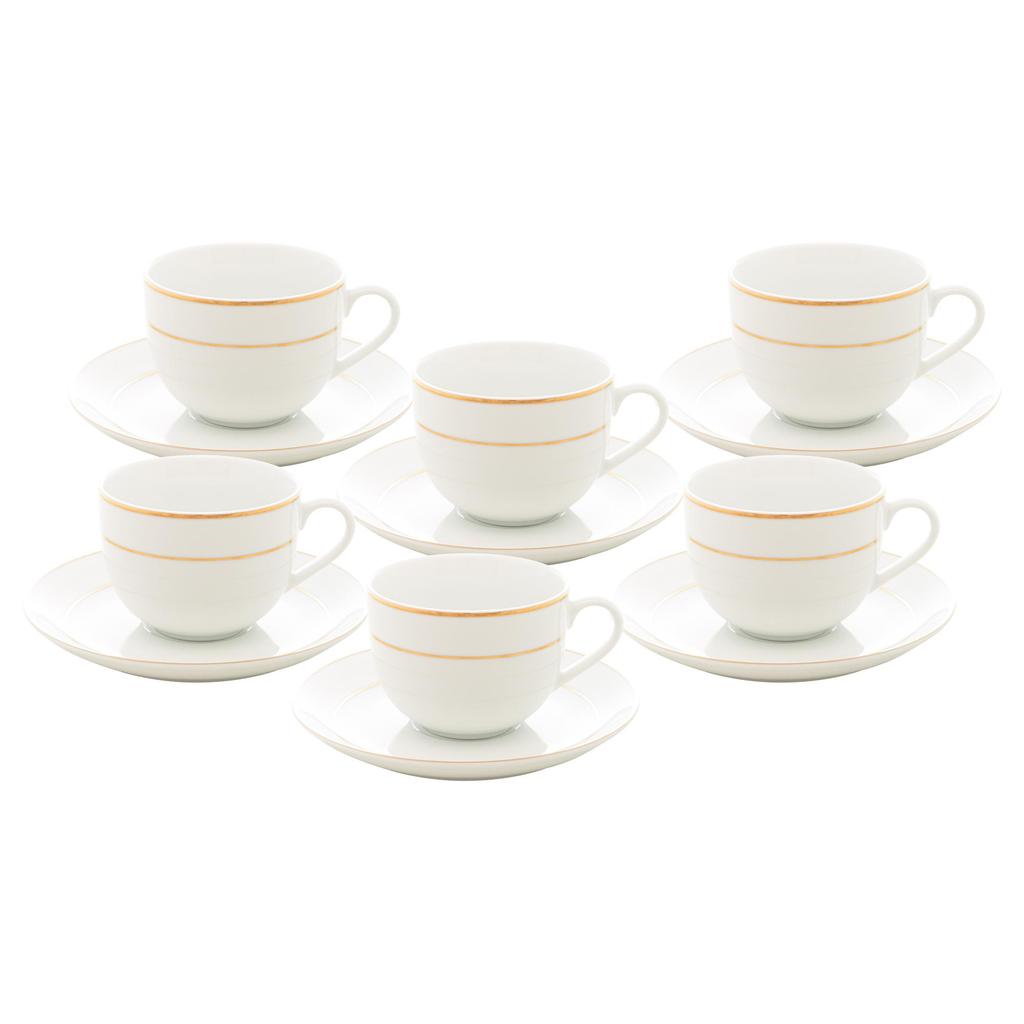 6 Xícaras de Chá Wolff de Porcelana com Pires