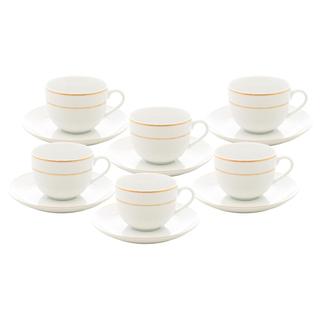 6 Xícaras de Chá Wolff de Porcelana com Pires