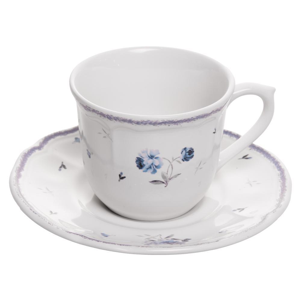 Xícara de Café com Pires Wolff Florescer 90ml Azul Cerâmica