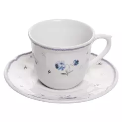 Xícara de Café com Pires Wolff Florescer 90ml Azul Cerâmica