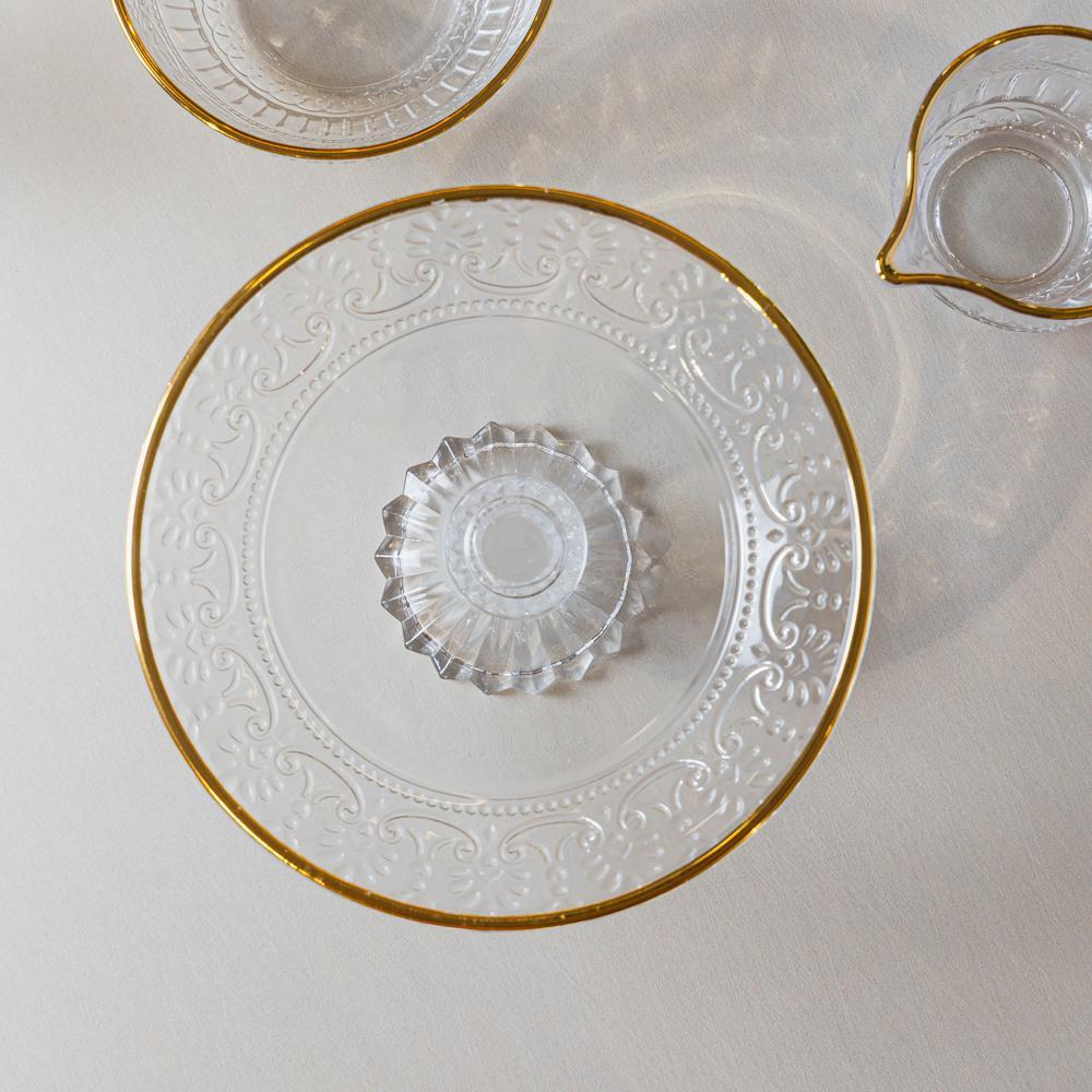 Prato com Pé Wolff Mauve Fio de Ouro 19cm x 9,5cm Cristal em Oferta na Shopee