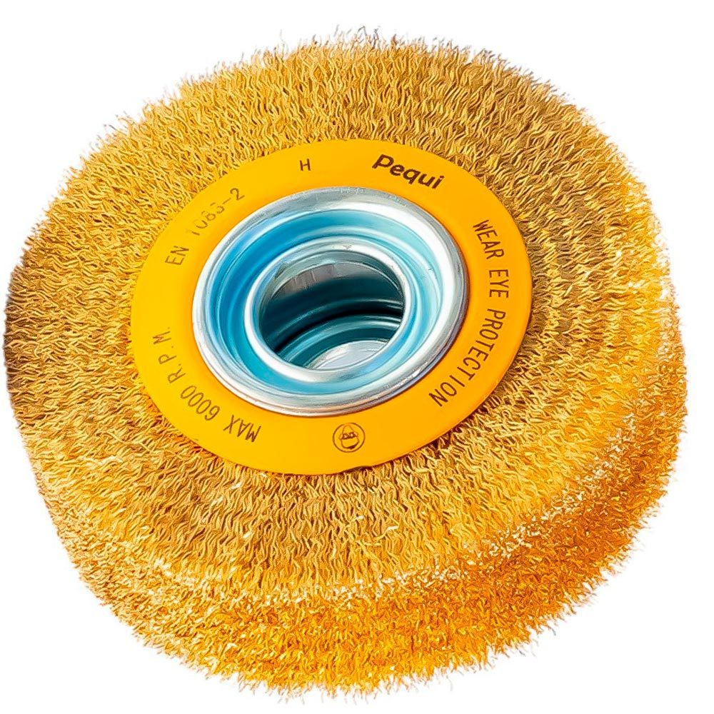 Escova Aço Circular Latonada PEQUI F30 6 X 2 para Limpeza e Desbaste