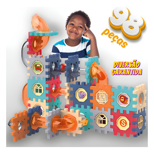 Blocos De Montar Educativo Pista Tubos Circuito Bolinhas 98