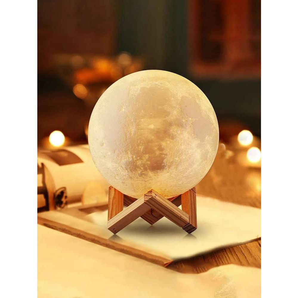 Imagem Difusor Umidificador em Formato de Lua 3D com Luz Noturna Relaxante USB para Ambiente e Decoração Luminária