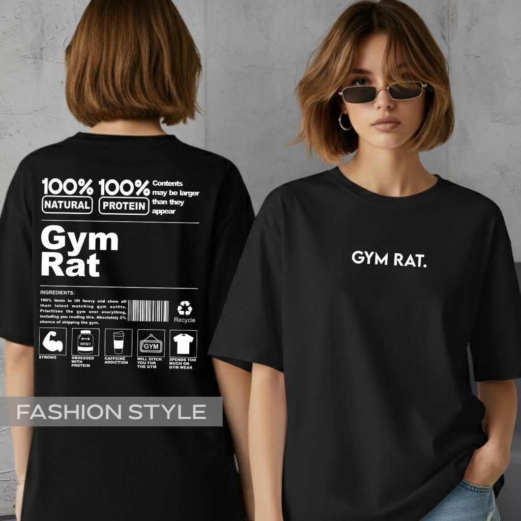 Camiseta Gym Rat Academia Estampa Tabela Nutricional 100% Protein Musculação Fitness Maromba Whey Protein Engraçada