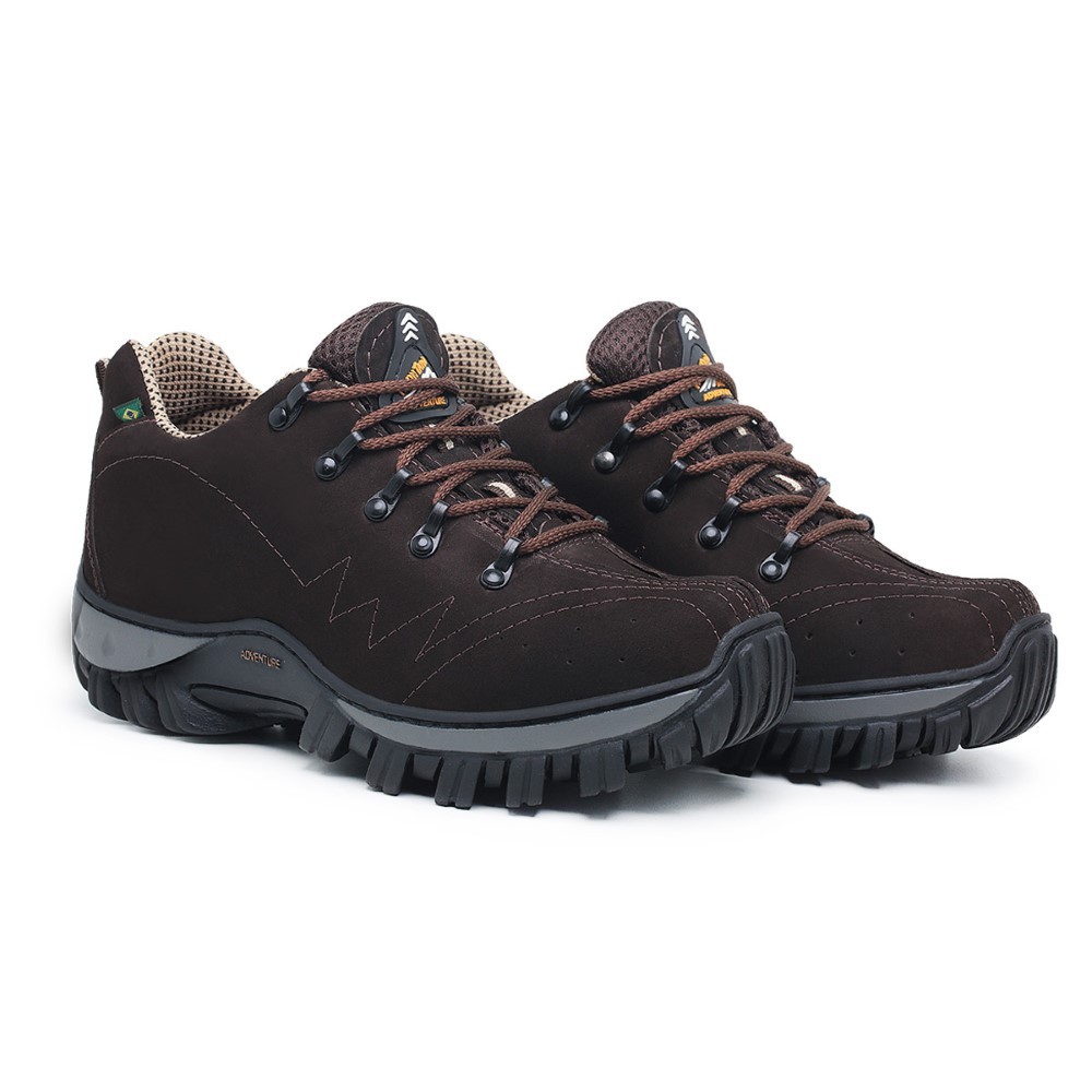 Bota Coturno Adventure Masculino em Couro Palmilha Gel Casual Conforto Trilha Trabalho