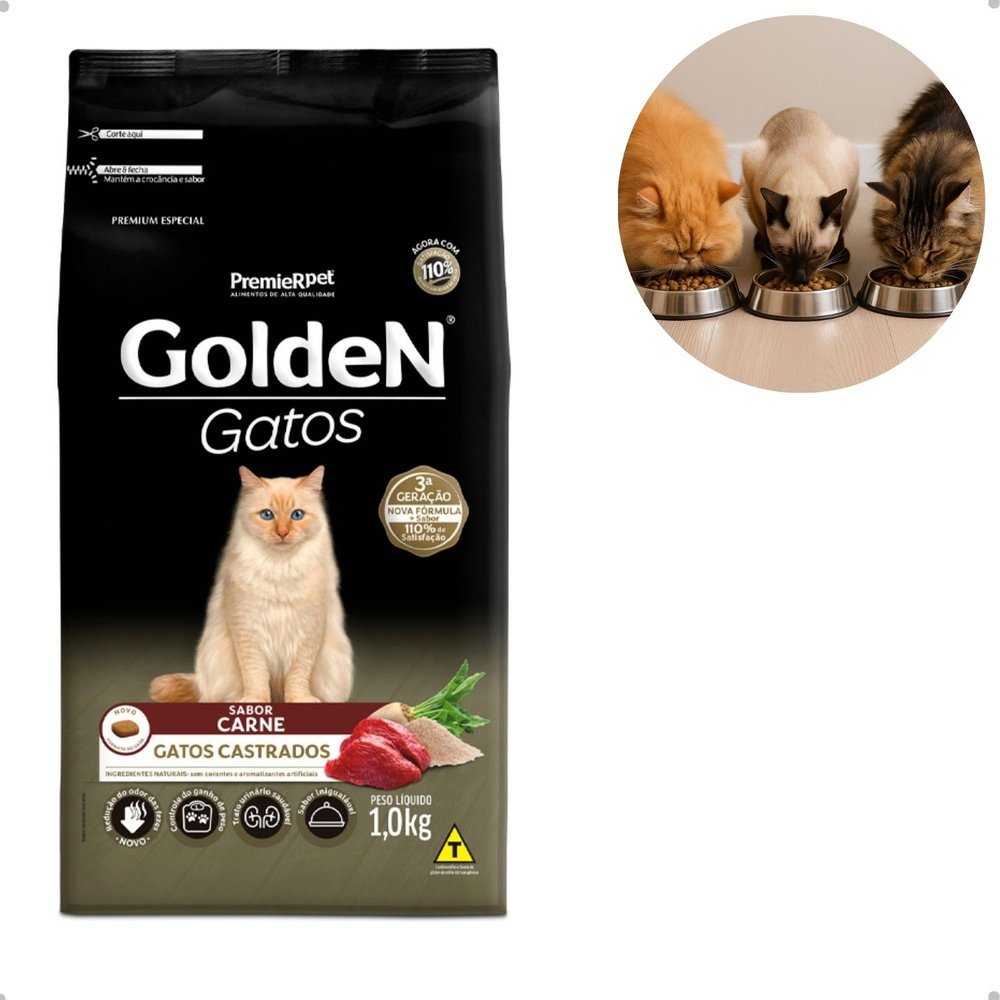 Ração Golden Fórmula Gatos Castrados Carne 10,1kg em Oferta na Shopee