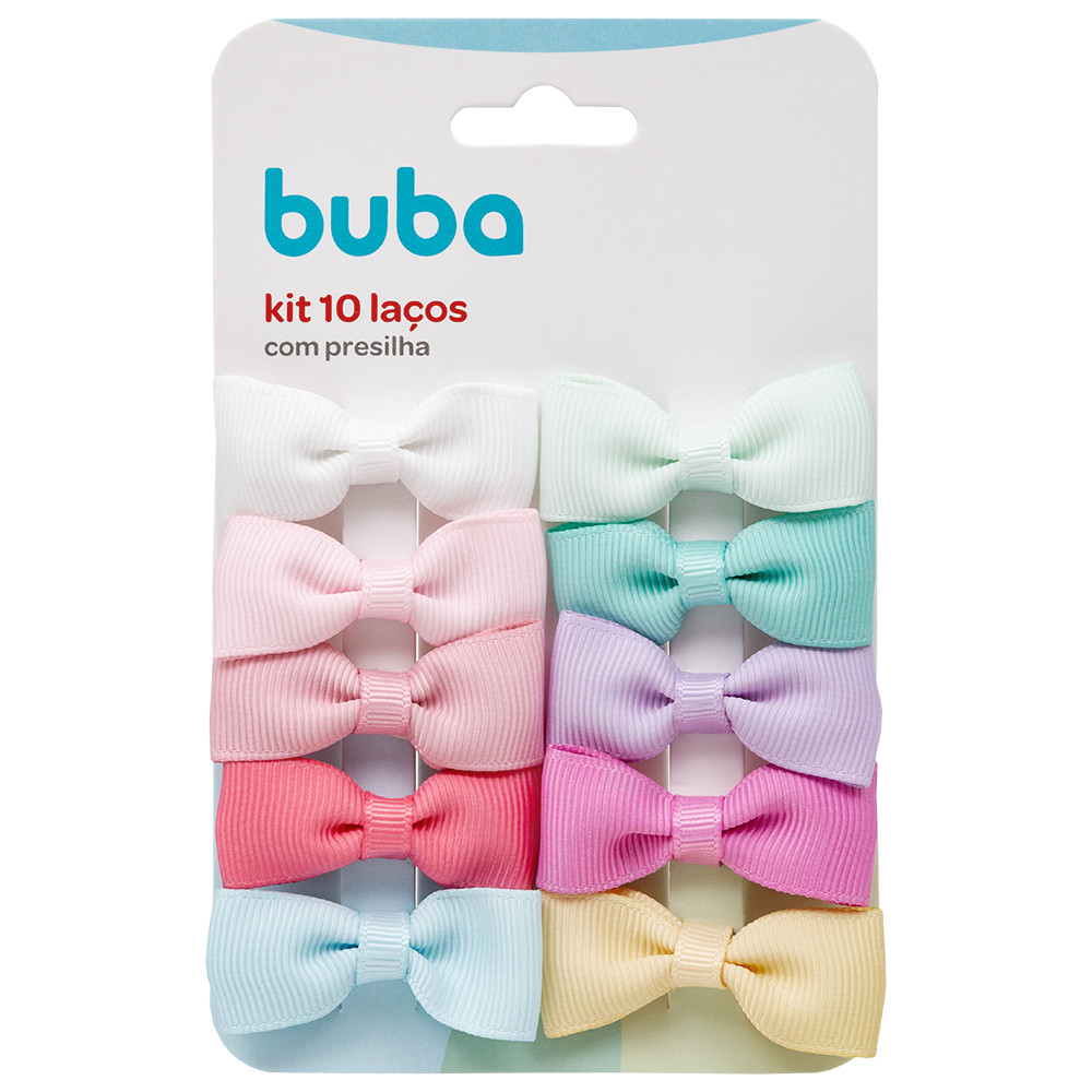 Kit Com 10 Laços Infantil Com Presilha 15302 - Buba Marrom-claro