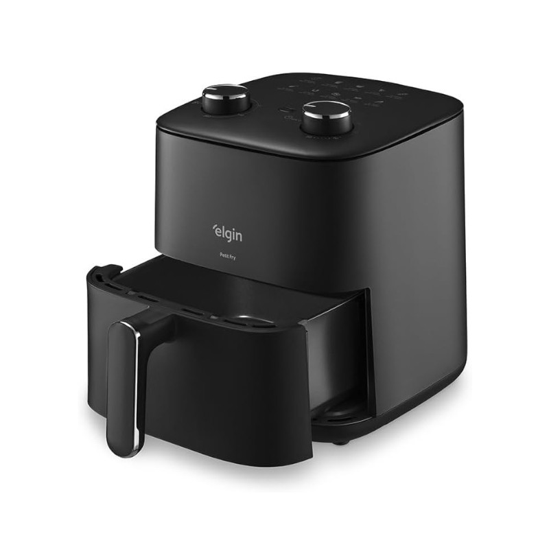 Fritadeira Air Fryer 3,7L Pratica Fry Antiaderente Cuba Quadrada e Grelha Removível 1400W ELGIN
