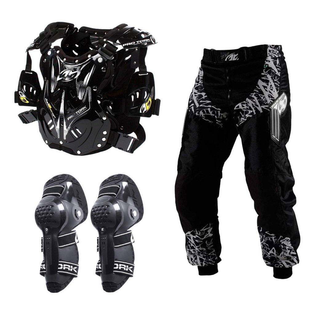 Kit Colete Calça Joelheira Articulada Proteção Motocross Trilha Enduro