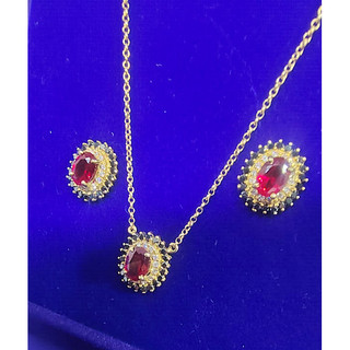 Colar Conjuntos Diamantes 5 mm Ouro 18 Kilates Peso 8.52 Gramas Brinco 13x11 mm Corrente 50 Cm Fio 1 mm