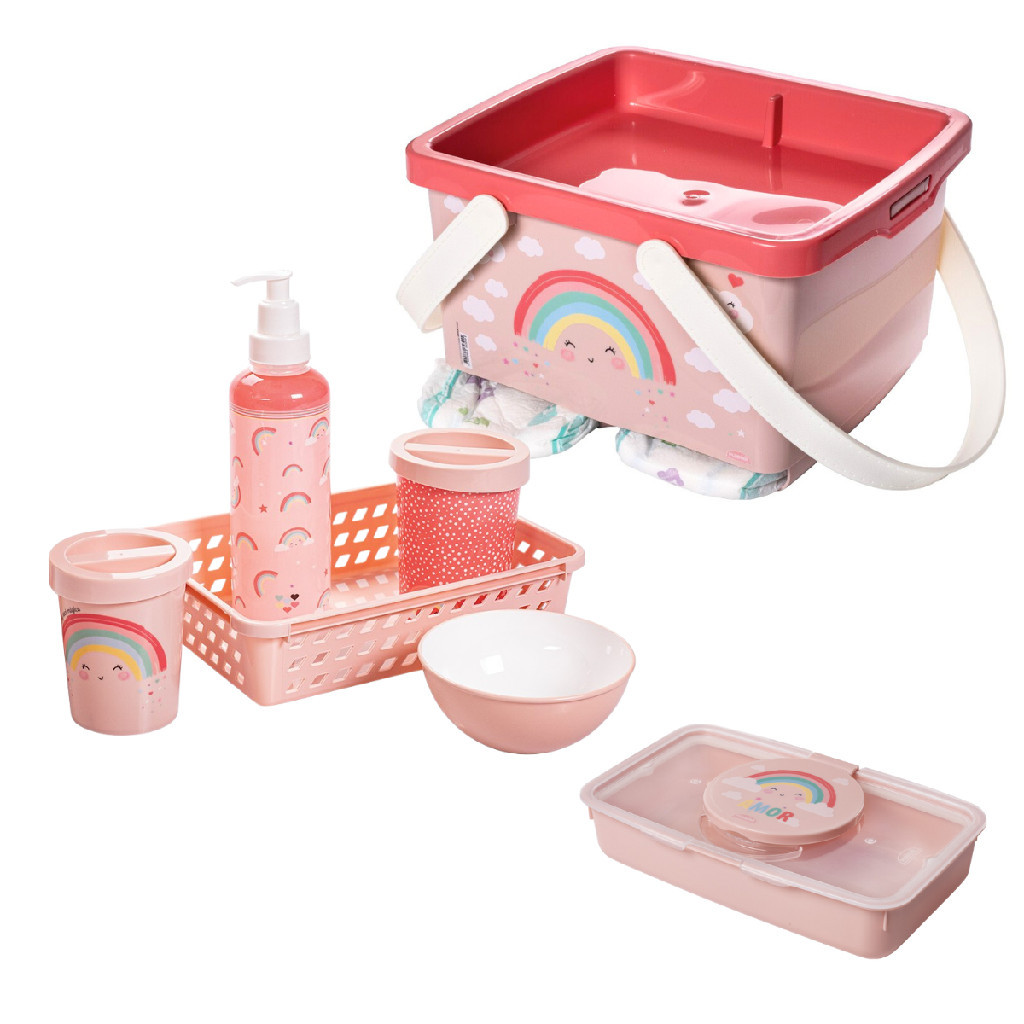 Kit Higiene Bebê Infantil 7 Peças Porta Fraldas Porta Lenço Umedecido Limpeza Uso Diário Chá de Bebe em Oferta na Shopee