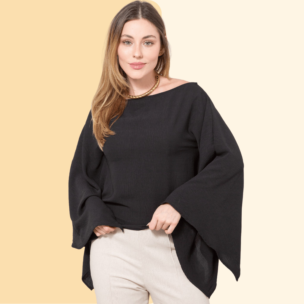Blusa Bata Feminina Manga Morcego Casual Elegante Decote Ombro a Ombro