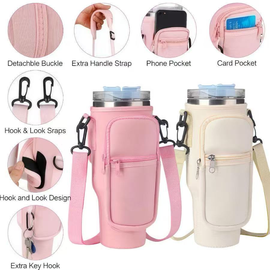 Bolsa Porta Garrafas De Água Compatível Com Copo 40oz 1200ml Para Celular Chaveiro Com Alça De Ombro Ajustável em Oferta na Shopee