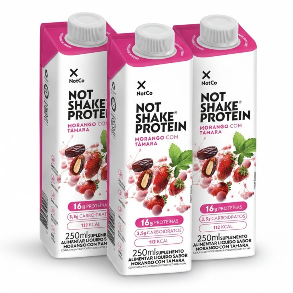 Kit 3 Suplemento NOT SHAKE Protein 16g Morango Tâmara 250ml