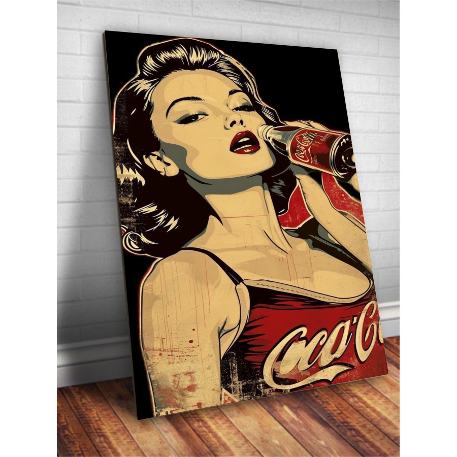 Quadro Placa Decorativa Vintage Pin Up Retro Coca Cola