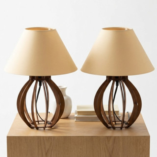 Kit Abajur Luminária De Mdf Para Quarto/Sala Madeira Luminária Mesa em Oferta na Shopee