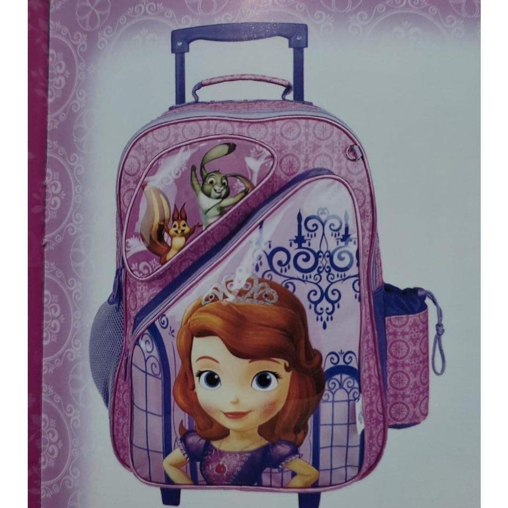 Kit de Mochila Escolar Infantil de Rodinhas, Lancheira e Estojo Princesa Sofia - Grande