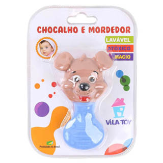 Mordedor Vila Toy Com Chocalho Cachorro Azul em Oferta na Shopee