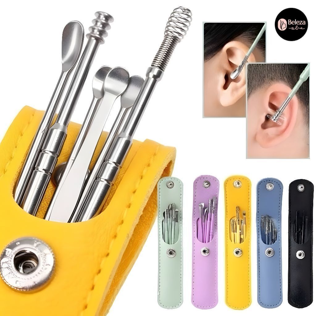 Kit de 6 peças em aço inoxidável: limpador de ouvido portátil para remover cera de ouvido em Oferta na Shopee