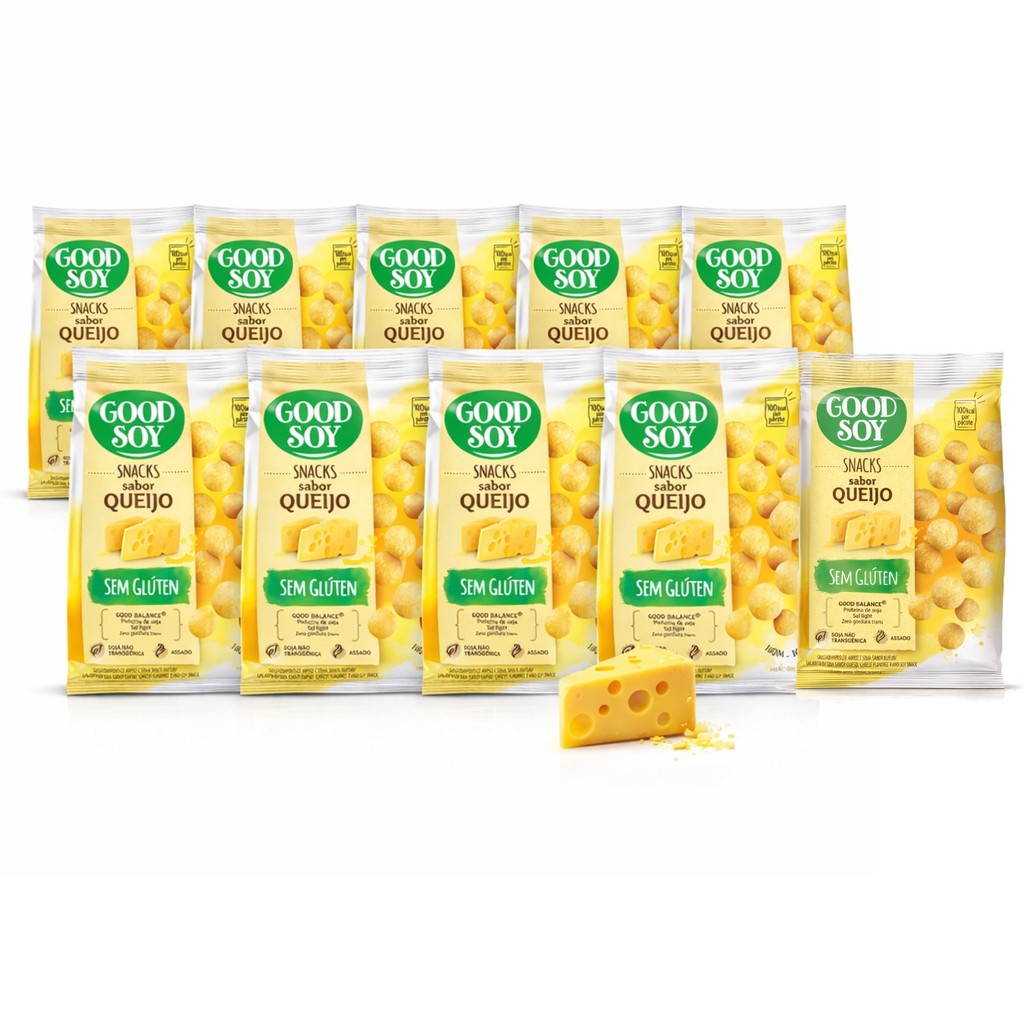 Kit 10 Snacks de Soja GOODSOY Sabor Queijo 25g - Sem Glúten