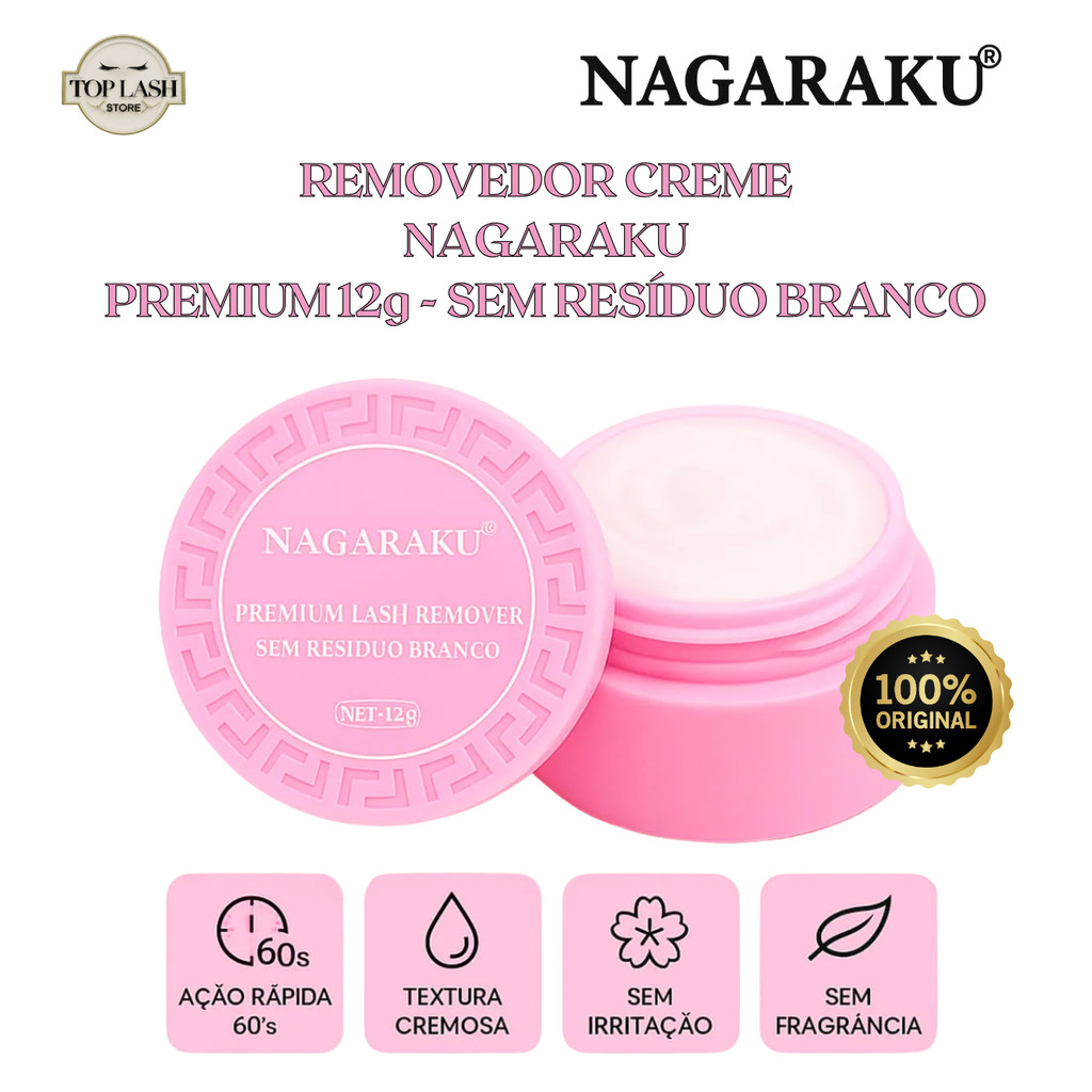 Removedor Nagaraku Creme 12g Original Profissional Extensão Alongamento Cílios Não Arde