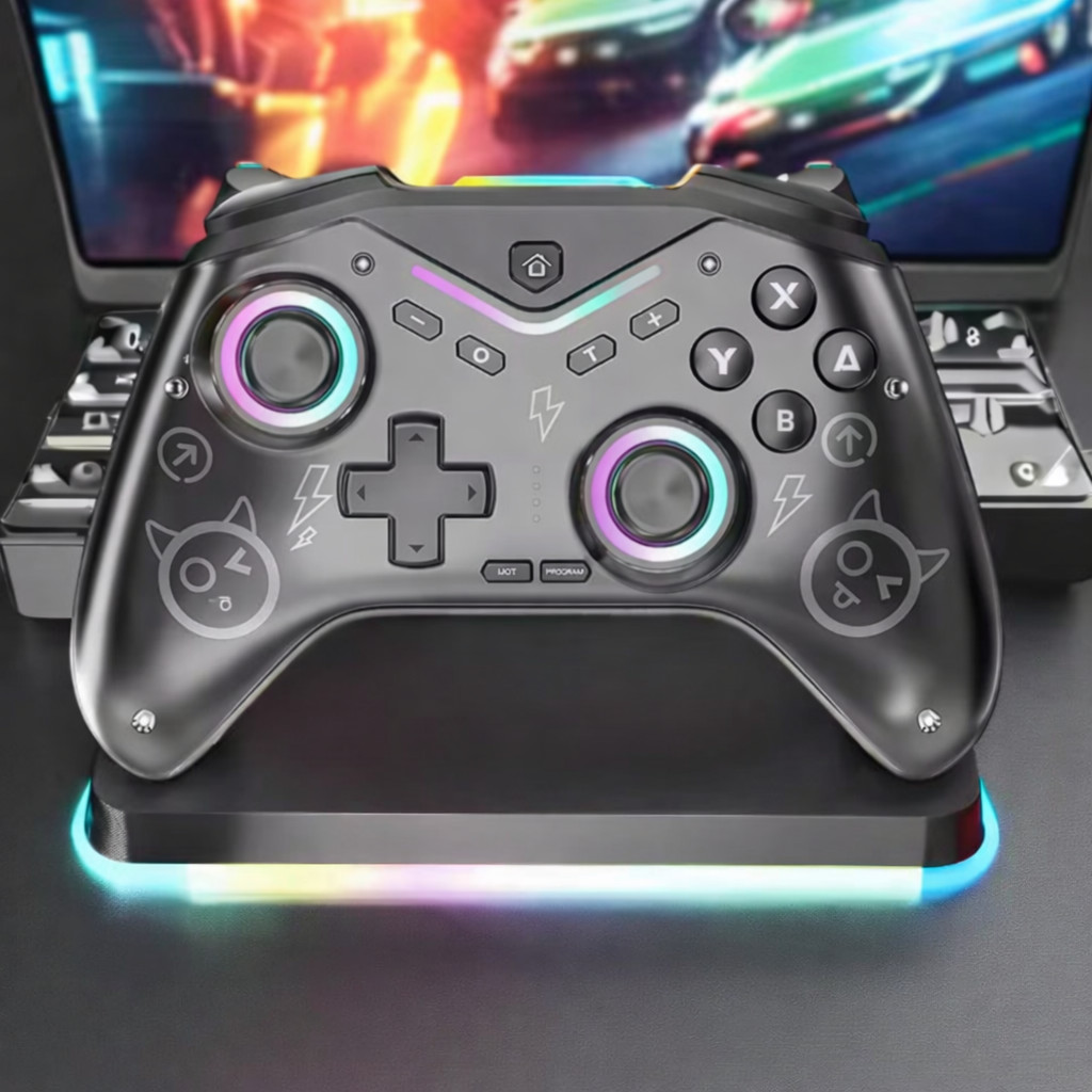 Controle Gamer Sem Fio RGB para PC iOS Android com Vibração Dupla KP-GM044