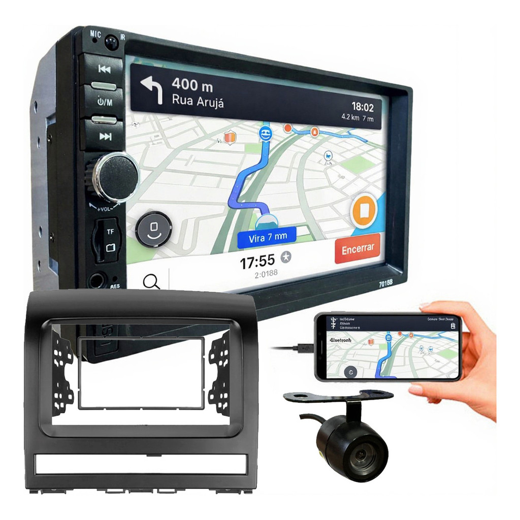 KIT CENTRAL MULTIMIDIA MP5 7 POL CÂMERA DE RÉ SIENA STRADA PALIO 2008 A 2012 PRETO OU PRATA em Oferta na Shopee