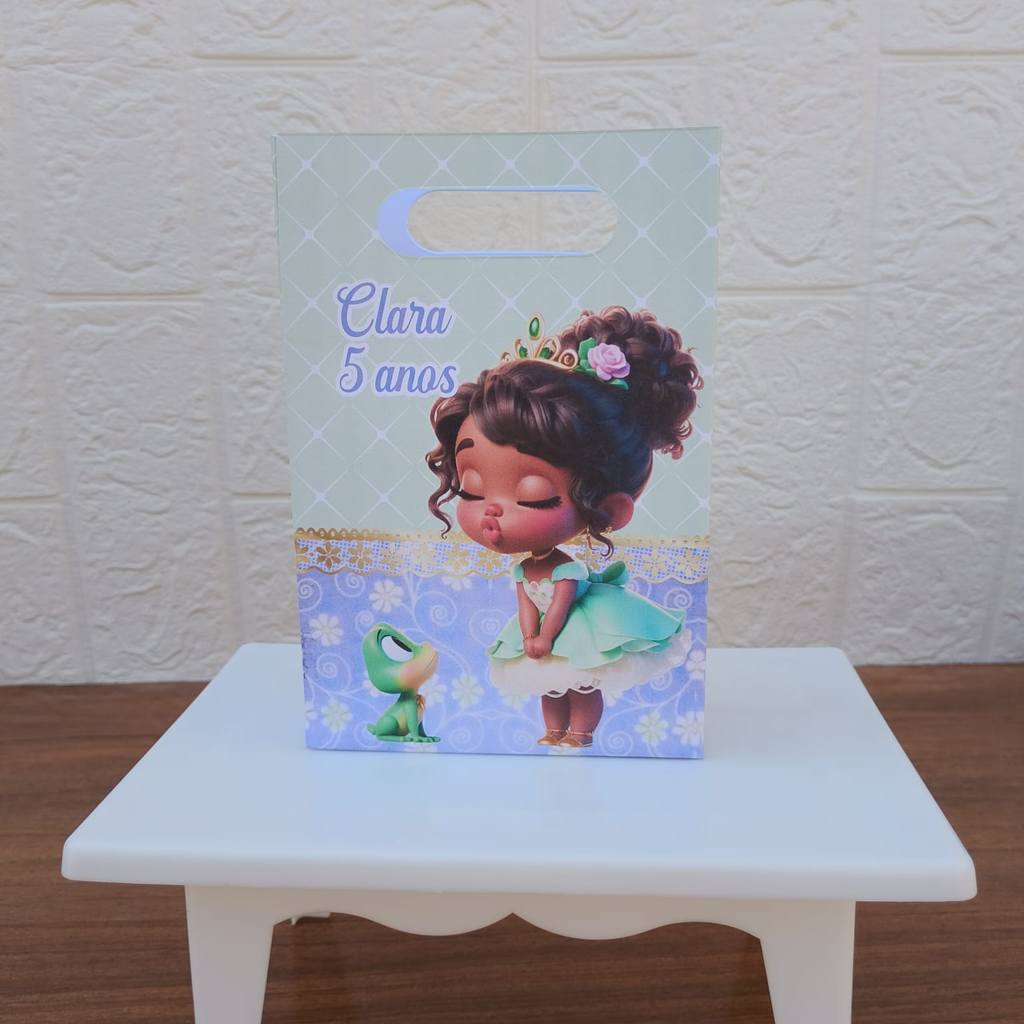 PEGUE E MONTE Lembrancinha Sacolinha PP Personalizada Boca de Palhaço PRINCESA TIANA PRINCESA E O SAPO BABY