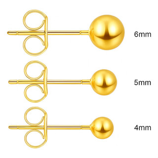 Kit 3 Pares de Brinco Bolinha – Banhado a Ouro 18K – Antialérgico – Tarraxa Segura – Não Descasca em Oferta na Shopee