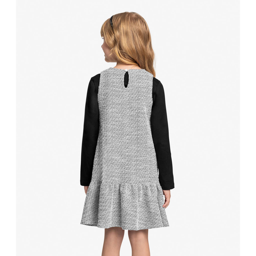 Conjunto Vestido Com Blusa em Tweed Trick Nick Preto