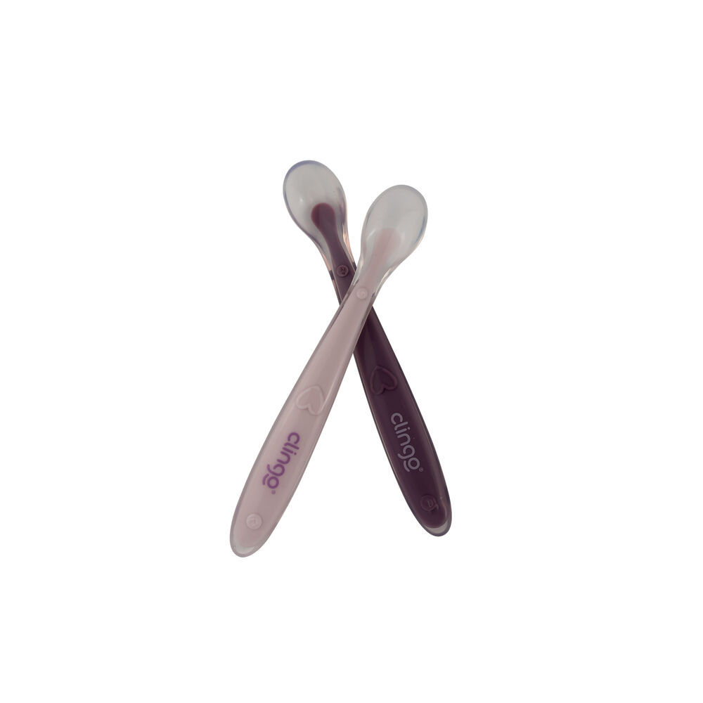 Conjunto de 2 Colheres de Silicone Premium para Bebê Clingo Colher Infantil Ergonômica, Segura