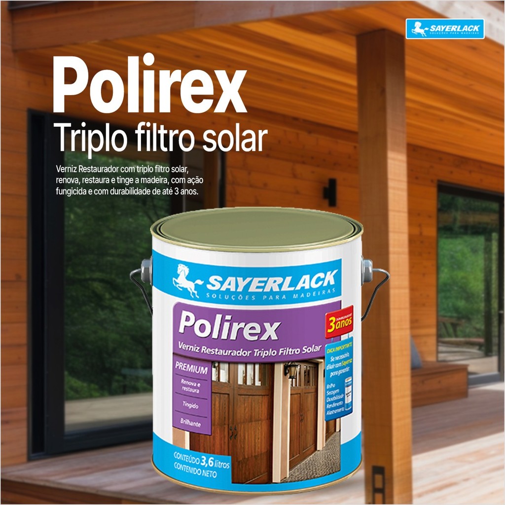 Verniz Polirex Premium Tingidor Madeira Brilhante 3,6L Sayerlack