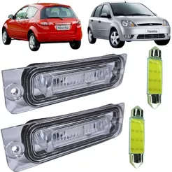 KIT LANTERNA LUZ DE PLACA FORD KA 2008 A 2013 E FIESTA 2002 A 2014 PAR COM LÂMPADAS LED 12V ILUMINAÇÃO