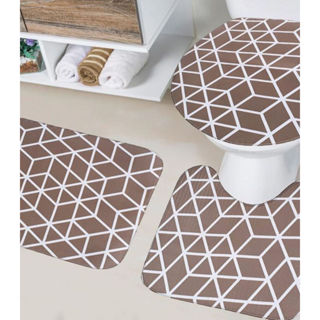 Jogo De Banheiro Estampado Tapetes Junior Marrom em Oferta na Shopee