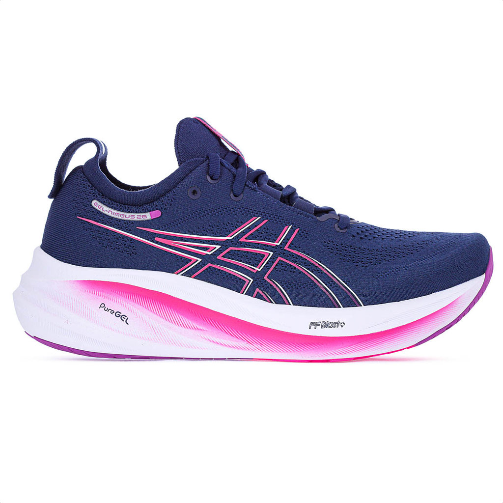 Tênis Asics Gel-Nimbus 26 Marinho Rosa e Branco - Feminino