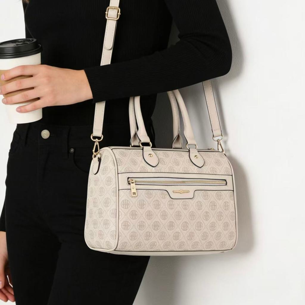 Bolsa TOTE Vintage Com Monograma Estilo Boston Feminina De Grande Capacidade Ombro Transversal De Couro PU TM9102 JZ